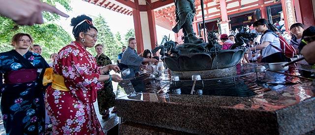 Student at a Japanese temple