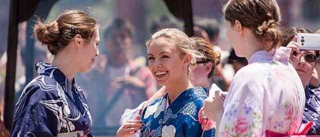 Young women in traditional Japanese dress