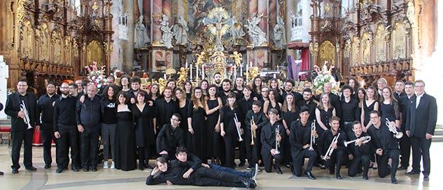 students performing in cathedral